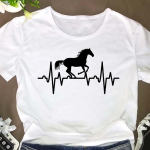 T-Shirt Donna in Cotone con grafica Horse Heartbeat
