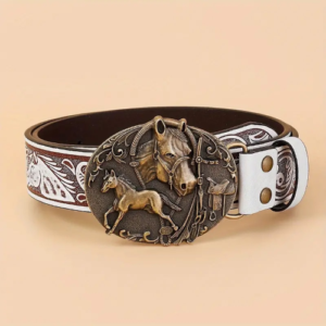 Cintura da Cowboy Vintage da Uomo con Fibbia con Cavalli